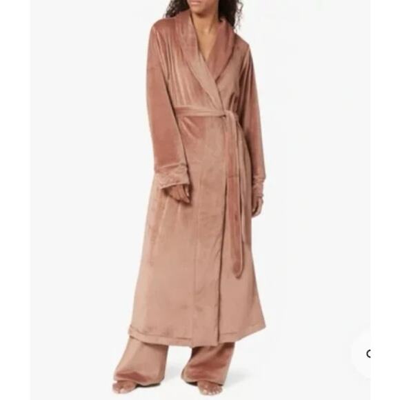 Skims Robe Womens Medium Sienna Relaxed Fit Velour Gray Soft Long Lounge Duster - Picture 3 of 11